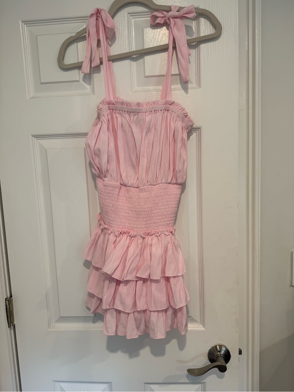 Gab & Kate Pink Tie-Shoulder Ruffle Sundress